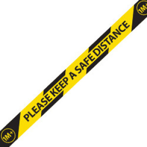 Product Image 1 - SELF-ADHESIVE TAPE - "PLEASE KEEP A SAFE DISTANCE 1M+"