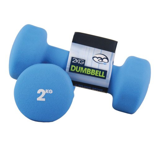 Pair Myo 2kg Rubber Dumbbell with PU End Cap 