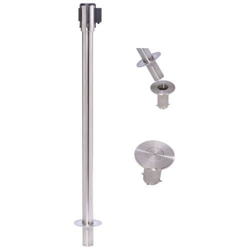 Product Image 1 - RETRACTABLE BELT BARRIER  - REMOVABLE POST (STAINLESS STEEL)