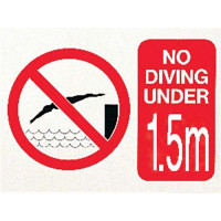 NO DIVING UNDER 1.5m SIGN
