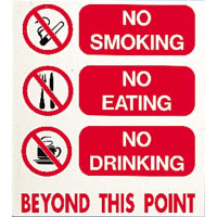 NO SMOKING, EATING, DRINKING BEYOND THIS POINT SIGN