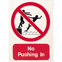 NO PUSHING IN SIGN