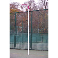 SOCKETED STEEL NETBALL POSTS - PINK/WHITE