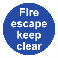 FIRE ESCAPE KEEP CLEAR SIGN (100 x 100mm)